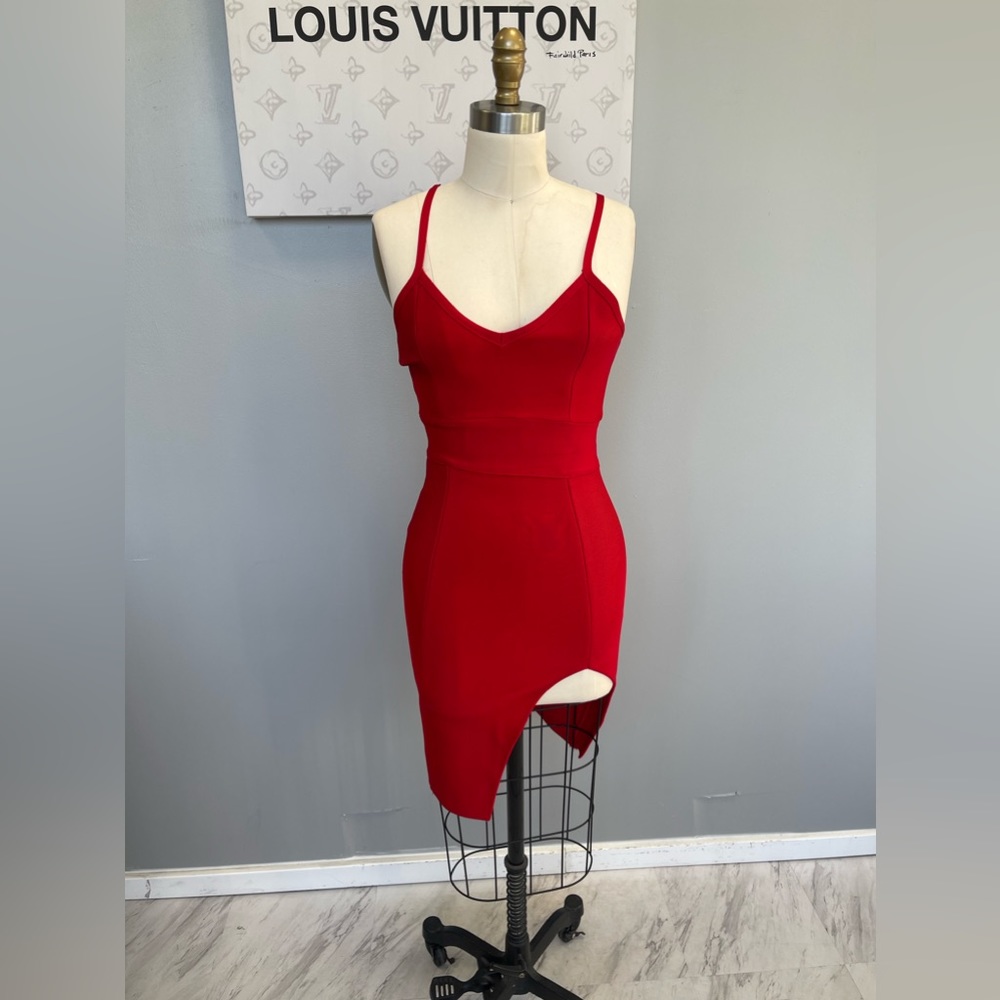 HMS- hot Miami styles- red bandage midi dress M e97-28